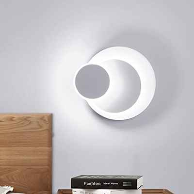 Ketom Lámparas de Pared 15W Interior Apliques LED 6000K Blanco Frío Moderna de Pared Giratorio de 350° Creativa Lámparas Apliques de Pared Redondo DIY Luz de Pared para Escalera Dormitorio Salón