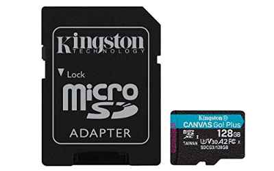 Kingston SDCG3/128GB Tarjeta microSD ( 128GB microSDXC Canvas Go Plus 170R A2 U3 V30 Con adaptador SD )