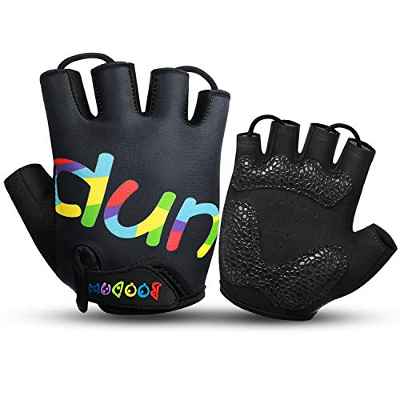 KONVINIT Guantes Bici niño Ciclismo Guantes para Infantil y niños para 2-10 años MTB BMX Medio Dedo Guantes de Ciclismo para Patinaje, Bicicleta de Carretera, Bicicleta de Montaña