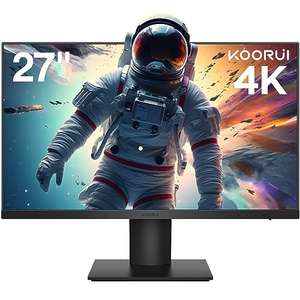 KOORUI Monitor 4K 27" IPS UHD (3840×2160) 60Hz, 4ms, 2X HDMI 2.0 & DisplayPort 1.4, HDR10, VESA 100×100mm, 90% DCI-P3, Eye Care