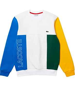 Lacoste SH1210, Sudadera Hombre, Blanco (Blanc/Royale-Genet-Vert), M