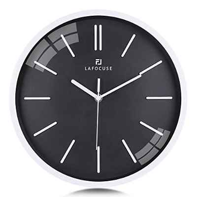 Lafocuse Reloj de Pared Negro Moderno Minimalista 30 cm Reloj de Cuarzo sin Números Silencioso Decorativo para Cocina Dormitorio Salon