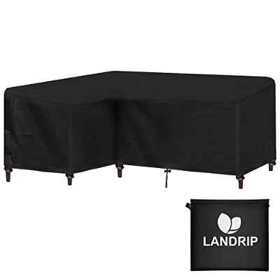 Landrip Funda para Muebles de Jardín en Forma de L, Impermeable Funda Protectora para Sofá Forma de L, Anti-UV Conjunto de Sillones de Esquina, 210x270x85x65/90cm