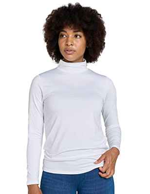 LAPASA Camiseta Térmica de Cuello Alto para Mujer Transpirable Suave (Cálido) L89 L Blanco