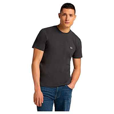 Lee Hombre Patch Logo Tee Camiseta, Negro Lavado, L