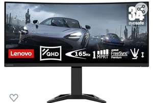 Lenovo G34w-30 - Monitor Gaming Curvo con EyeSafe, 34'' UWQHD (VA, 170Hz (OD), 0.5ms MPRT, HDMI+DP, Cable DP, FreeSync