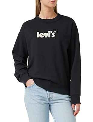 Levi's Graphic Standard Crewneck Sudadera Mujer Poster Logo Caviar (Negro) XXS