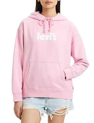 Levi's Hoodie POS Graphics, Graphic Standard-Sudadera con Capucha, diseño con Logotipo de Ssnl, Color Rosa, XL para Mujer