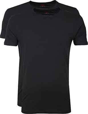 Levi's Levis Men Solid Crew 2P Camiseta, Negro (Jet Black 884), Medium (Pack de 2) para Hombre