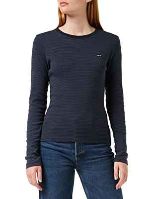 Levi's LS Baby tee Dahlia Odyssey Gray Stripe Camisa Manga Larga, Blacks, S para Mujer