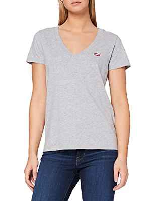 Levi's Vneck Starstruck Heather Grey Camiseta de Manga Corta, L para Mujer