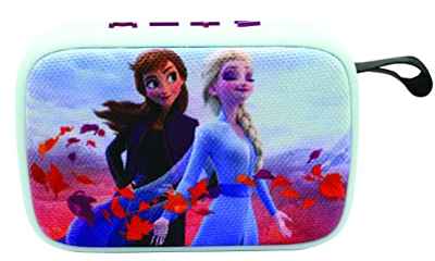 Lexibook Disney Frozen - Altavoz portátil Bluetooth, inalámbrico, Radio FM, USB, Tarjeta TF, batería Recargable, Azul/púrpura, BT018FZ