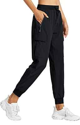 Libin Pantalones de Senderismo Mujer Cargo Joggers Ligero Secado Rápido Atlético Entrenamien Casual Pantalones al Aire Libre, Negro M