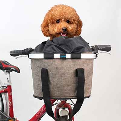 LIEKUMM Cesta de bicicleta plegable extraíble de 12 litros para mascotas pequeñas, bolsa de bicicleta con asa frontal, picnic al aire libre