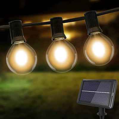 Litogo Guirnaldas Luces Exterior Solar, 9m G40 25+2 LED Cadena de Luces Exterior 4 Modes Luces Exterior Bombillas Exterior, Impermeable guirnalda bombillas Decorativas Ideal para Jardín, Terraza,Patio