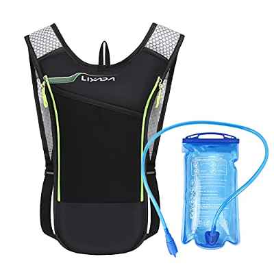 Lixada Mochila Hidratación,Bolsa para Correr con Bolsa de Agua Potable,Chaleco 5L + Botella de Agua Blanda 2L,Ultraligero,Transpirable,para Montar/Correr/Caminar/Acampar (Verde 1)