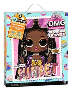 LOL Surprise OMG World Travel Muñeca de Moda Sunset - con 15 sorpresas