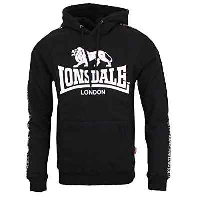 Lonsdale Sleeve Sudadera con Capucha, Black, Medium para Hombre