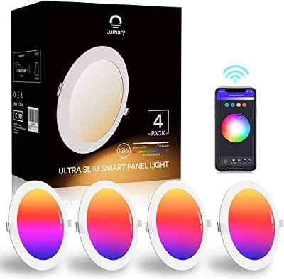 Lumary 12W Downlight LED Techo Emportrable Inteligente, Ø170mm x 20mm Redondo Ultradelgado WiFi APP Control, RGB y Blanco Regulable 2700-6500K, Compatible con Alexa y Google para Salón Cocina, 4 Pack