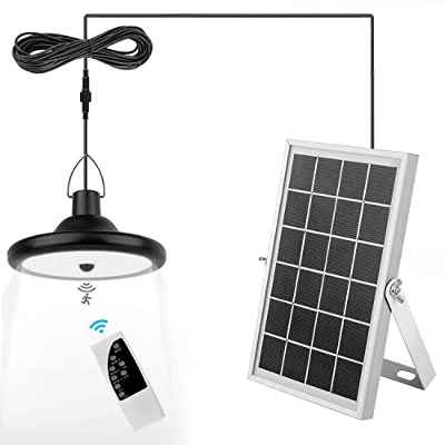 Luz Colgante Solar Exterior Jardin, Focos Led Exterior Solar con Sensor de Movimiento, Lámparas Solares Led con Cable de 5m, IP65 Impermeable, para Jardín Terraza Garaje Granero Patio