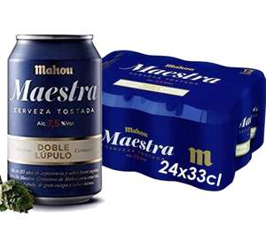 Mahou Maestra Doble Lúpulo, Cerveza Lager Tostada, Sabor Intenso y Espuma Cremosa, Pack de 24 Latas x 33 cl, 7.5% Volumen de Alcohol