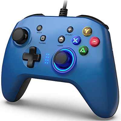 Mando PC de Juegos con Cable, Joystick Gamepad Doble Vibración, Controlador de Juegos PC Compatible PS3, Switch, PC Windows 10/8/7, Portátil, TV Box, Teléfonos Móviles Android