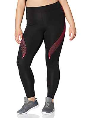 Marca Amazon - AURIQUE Bal181la18 - leggings deporte mujer Mujer, Negro (Black/love Potion), 44, Label:XL