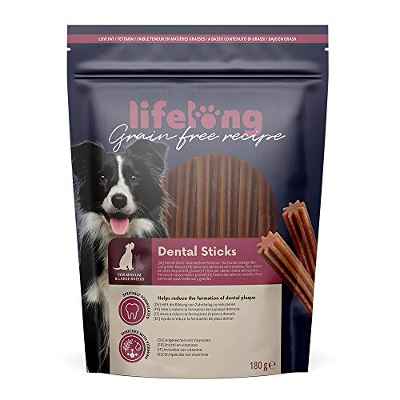 Marca Amazon - Lifelong Palitos dentales sin cereales para perros de razas medianas y grandes - 180g*6