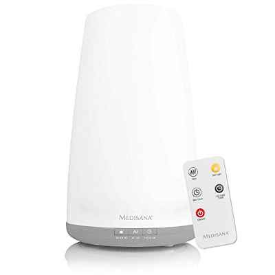 Medisana AH 670 Humidificador ultrasónico con compartimento de aromas y función de precalentamiento, nebulizador con mando a distancia para aire seco en el salón y el dormitorio, 1,8 litros