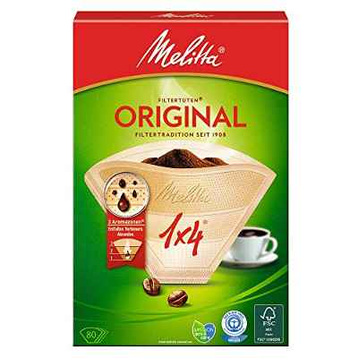 Melitta filtros de café 1x4 natural de Brown, 80 piezas