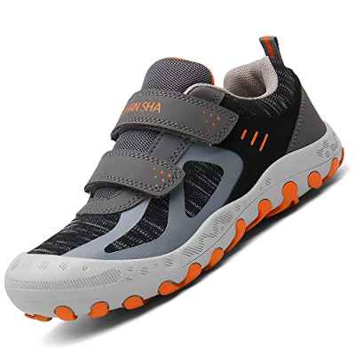 Mishansha Zapatos Casuales de Niño Ultraligero Transpirable Zapatillas Senderismo Niña Cómodo Flexible Antideslizante Calzado Deportivo Niños Unisexo, Trek Gris 36