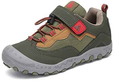 Mishansha Zapatos de Bambas Niños Zapatillas de Senderismo Niñas Zapatillas de Deporte Trekking Montaña Transpirable Antideslizante Ligero Sneakerso Verde/Amarillo 30 EU