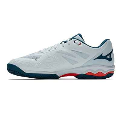 Mizuno Wave Exceed Light AC, Zapatillas de Tenis Hombre, White/CherryTom/Moroccan Blue, 41 EU