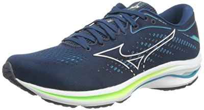 Mizuno Wave Rider 25, Zapatillas Hombre, Gibraltars Wht Greengeck, 44 EU