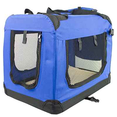 Mobiclinic, Transportín para Mascotas (Perros, Gatos, Conejos, Hurones, Chinchillas), Balú, Talla M, Bolsa de Transporte para Viajes, con Asas, Transpirable, Plegable, 57x38x44 cm, Azul