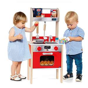 MOLTO Cocinita de Madera para Niña y Niño con Electrodomésticos y 10 Accesorios