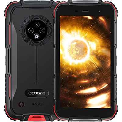 Movil Resistente Agua y Golpes, DOOGEE S35 [2022] 4G Movil Barato Android 11 Smartphone 512 GB (SD), 4350mAh Batería, 13MP Triple Cámara, 3GB + 16GB, Telefono Antigolpes IP68, 5.0" HD Pantalla, Rojo