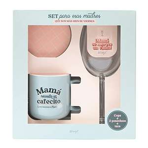 Mr. Wonderful - Set de copa de vino + posavasos + taza para esas madres que son más bien de viernes