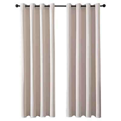 MRTREES Cortina Habitacion Opaca Termica 2 Piezas 140×245cm Cortinas Salon Moderno Aislantes Frío Calor Luz Cortinas Largas para Ventana Dormitorio Infantil Bebe Niños Beige con Ojales