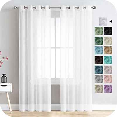 MRTREES Cortina Salon Visillo para Ventana Dormitorio Cortinas Paneles con Anillas para Habitacion Sala para Niños Cuarto Comedor Salón Moderno 2 Piezas 140×225cm Blanco