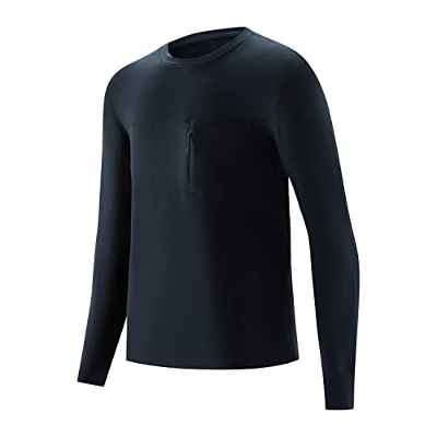 Naturehike Outlast Ropa Interior Térmica Top de Lana Camiseta de Manga Larga para Hombre Cálida Suave Transpirable Camiseta Funcional Invierno para Esquí al Aire Libre (Negro L)