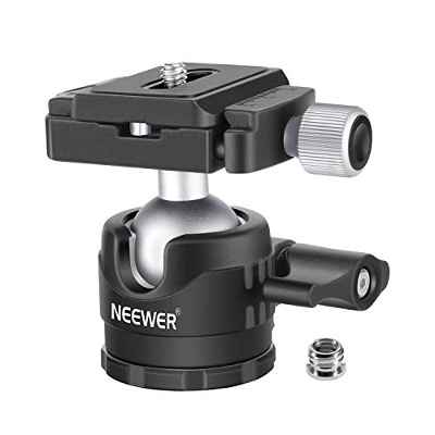 Neewer 28MM Rótula de Trípode de Bajo Perfil Rotación Panorámica de 360 Grados con Placa de 1/4" Liberación Rápida y Nivel de Burbuja para Cámaras DSLR Trípodes Monopies Deslizador, Carga Máxima 5kg