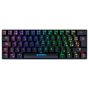 Newskill Pyros Teclado Inalámbrico Gaming, Bluetooth/USB-C, 60%, Antighosting, Teclas Macro Progamables, RGB, Switch Outemu Blue