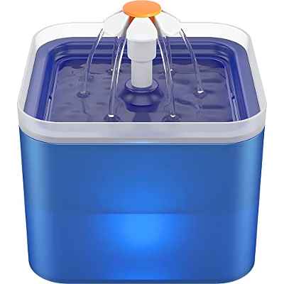 NICREW Fuente para Gatos 2L Silenciosa, Bebedero Gatos con 3 Tipos de Flujo, Fuente Gatos con Triples Filtraciones, Fuente de Agua para Gatos (Azul)