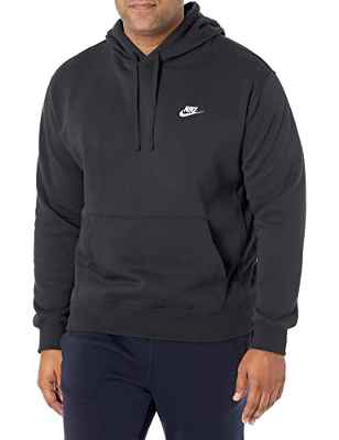 Nike M Nsw Club Hoodie Po Bb - Sudadera con Capucha, Hombre, Negro (Black/ Black/ White), XL