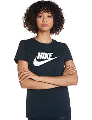 NIKE W NSW tee ESSNTL Icon Futura Camiseta de Manga Corta, Mujer, Negro (Black/White), S