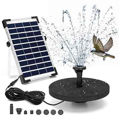 Nobleza 5W Solar Fuente de Bomba para Agua Estanque Jardin con Panel de baterías Fuente Solar Flotante con 6 Estilos de Fuente para Jardines, Elementos acuáticos, baños para pájaros, estanques