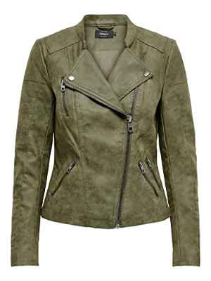 Only Mujer Onlava Faux Leather Biker Otw Noos Chaqueta, Gris (Kalamata Kalamata), 38