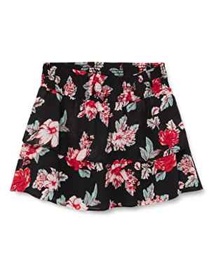 Only Onlann Star Layered Smock Skirt Noos Ptm Falda, Negro/AOP:Rose Flower, S para Mujer