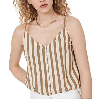 Only Onlastrid Singlet Wvn Noos Camiseta sin Mangas, Cloud Dancer Beige Stripe, 46 EU para Mujer